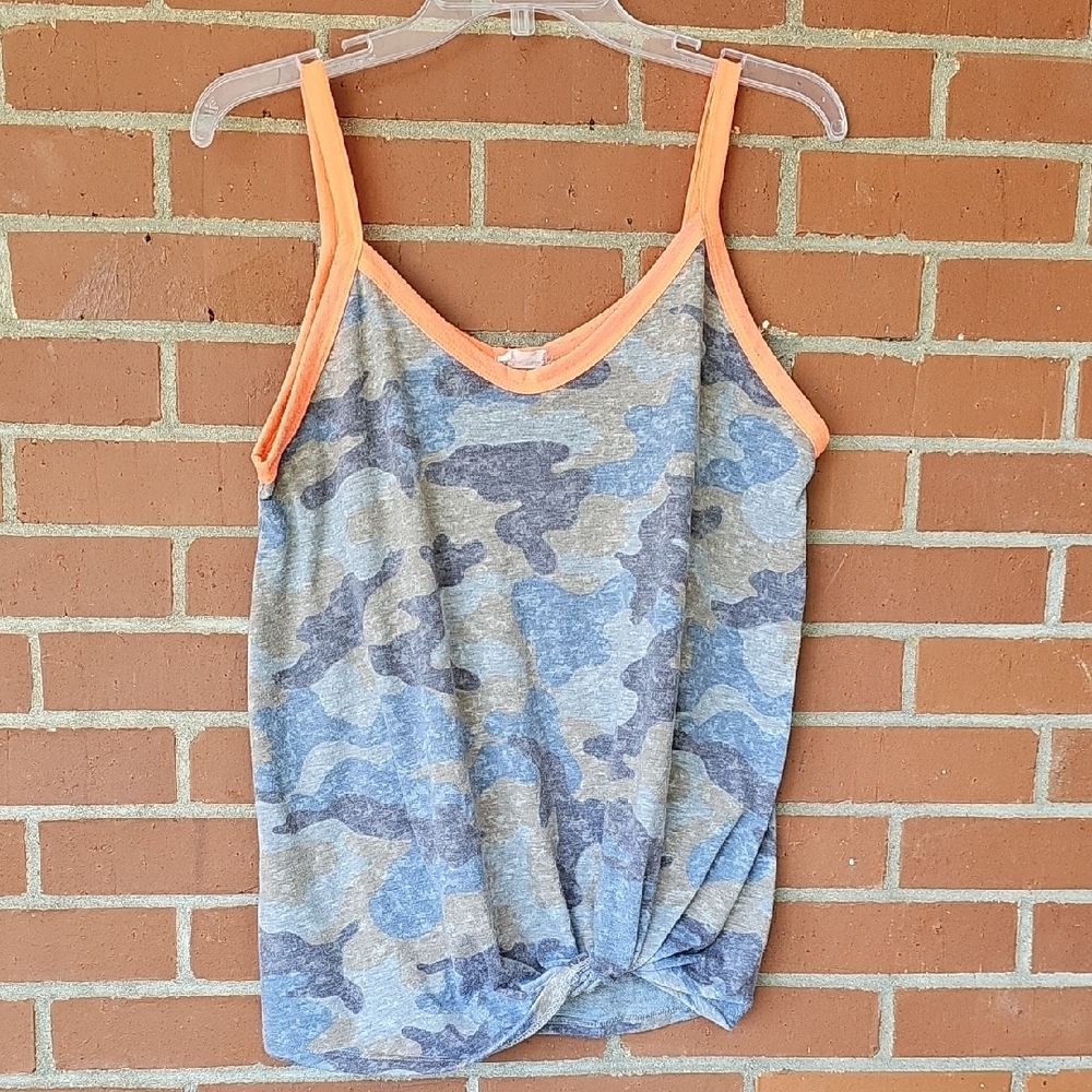 Lovely Melody Orange and Pink Sleeveless Tie Front Tank Top